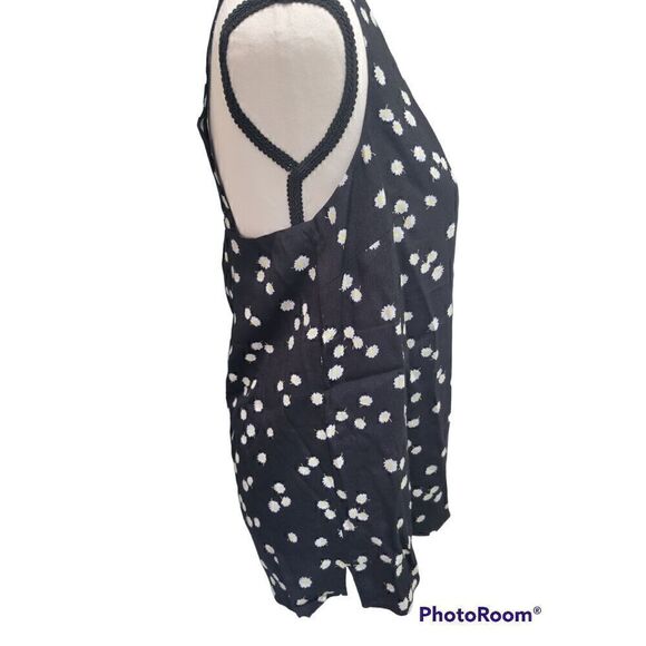 Joules Black Daisy Kyra Print Vneck Spaghetti Strap Tank Blouse Sz 8 New - Picture 2 of 5